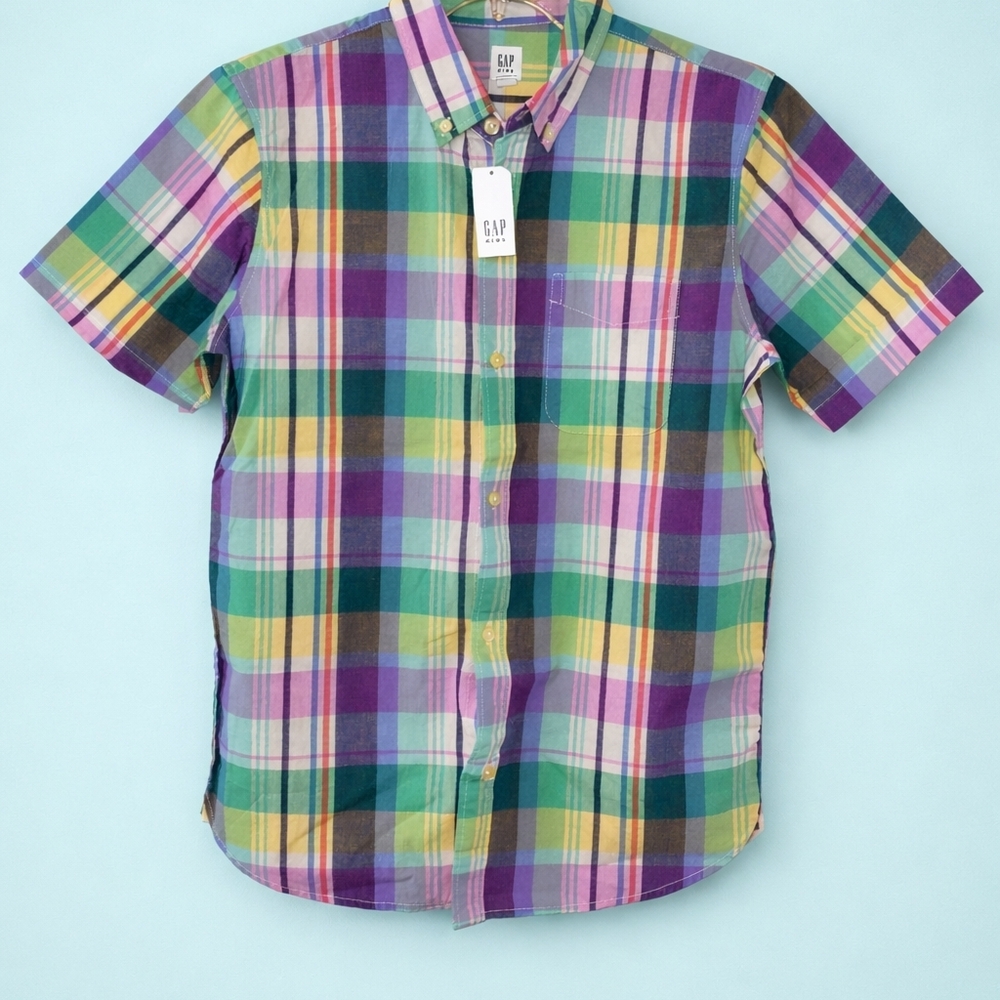 GAP Colorful Plaid Button-Up Shirt